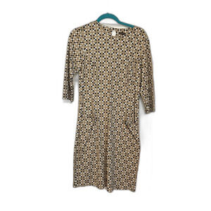 J.McLaughlin Sophia Dress Black and Khaki Print Sz M